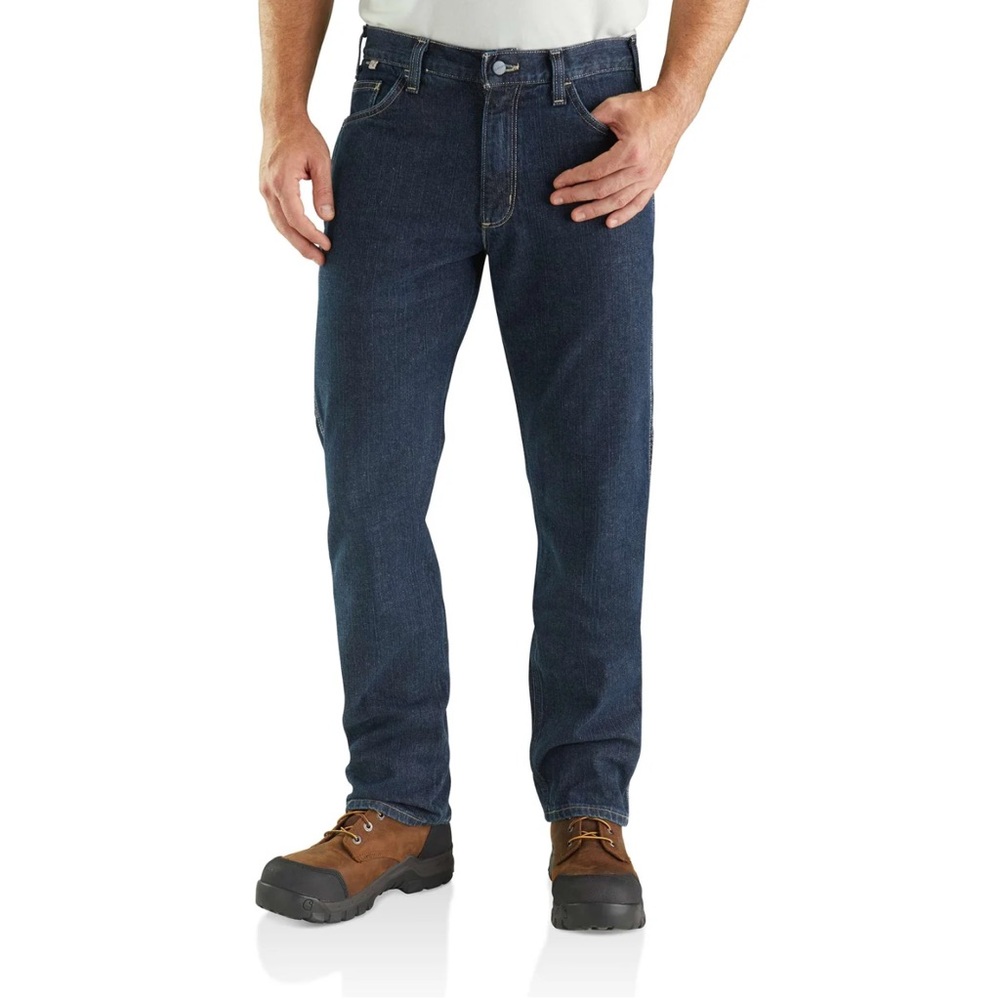 Carhartt | Men’s Fire Resistant Workwear Pants with Dark Denim #2 | 38 x 34